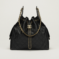25 Medium Handbag Grained Calfskin "Black"