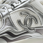 Fabric & Laminated White & Silver Sneakers