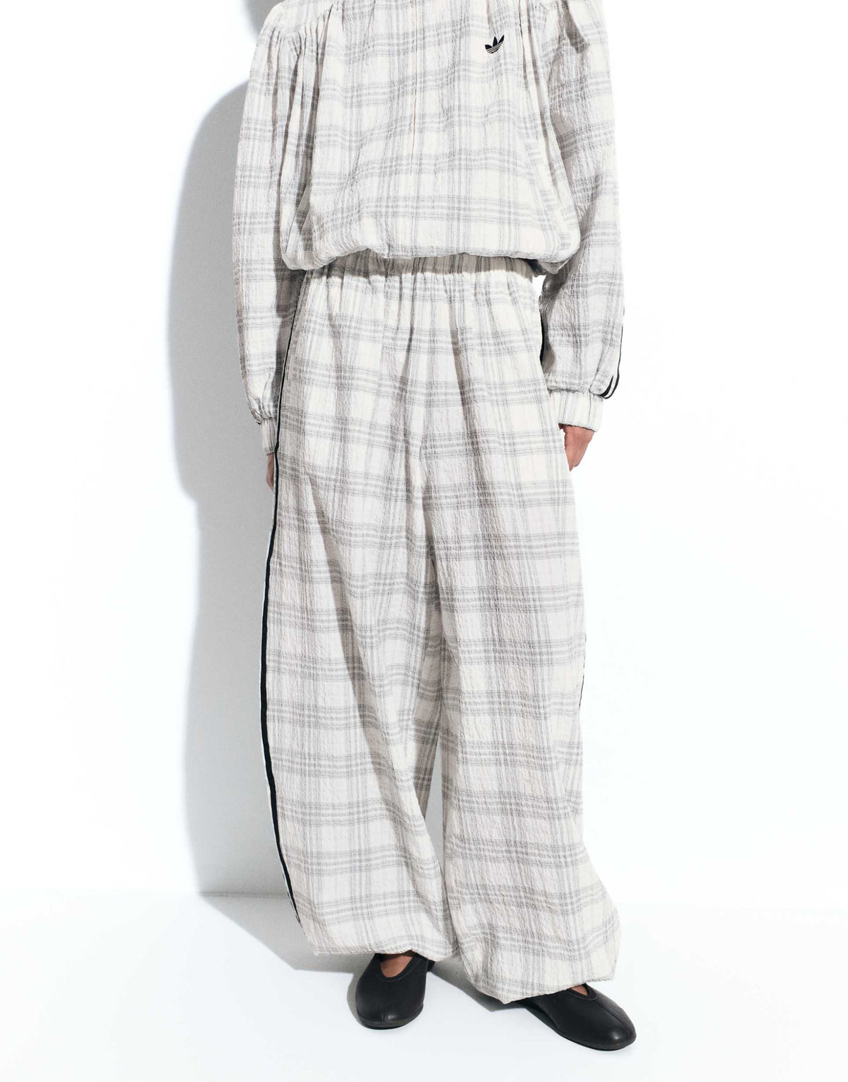 Track Jacket and Pants in "cream check seersucker"