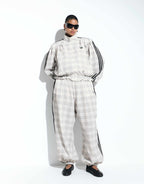 Track Jacket and Pants in "cream check seersucker"