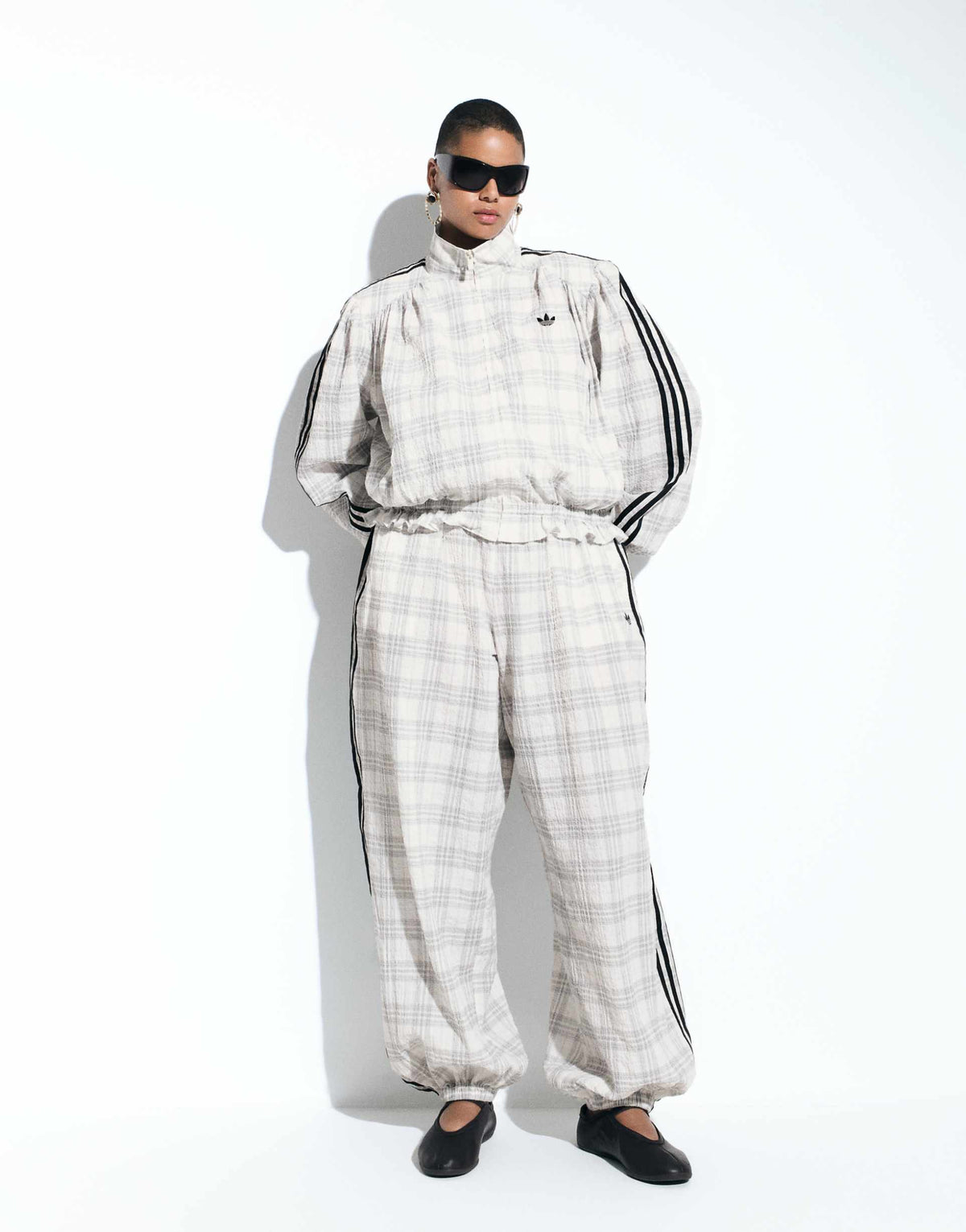 Track Jacket and Pants in "cream check seersucker"
